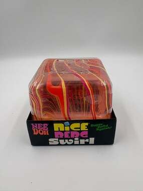 NeeDoh Nice Berg Swirl Orange Pink Yellow Squishy Cube Schylling Fidget Toy